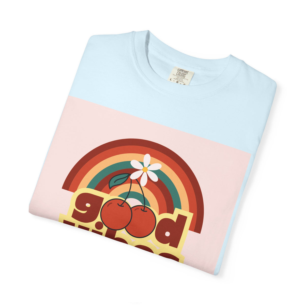 Good Vibes Unisex Garment-Dyed T-Shirt - Retro Cherry Design