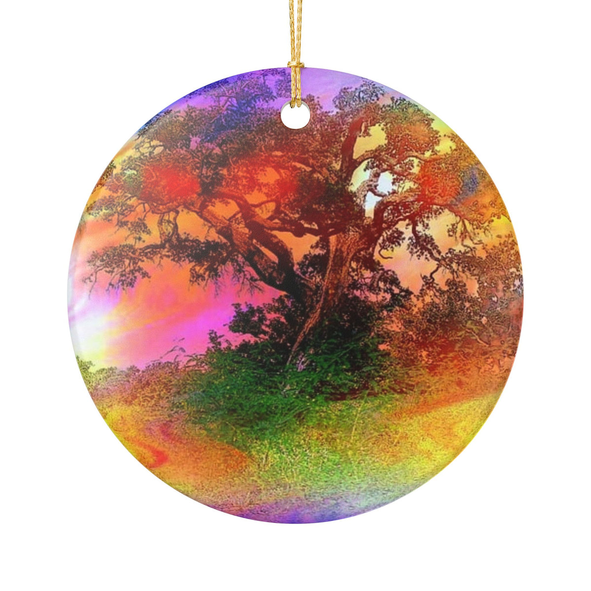 Vibrant Tree Ceramic Ornament - Colorful Home Décor for Gifts & Celebrations