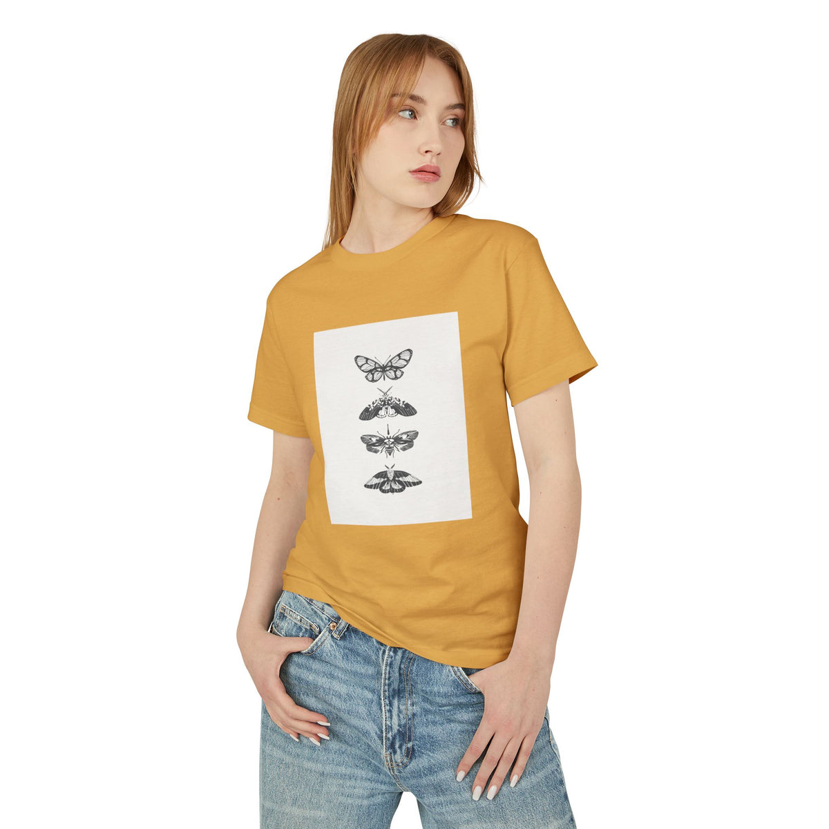Vintage Butterfly Graphic Tee, Nature Lover Shirt, Unisex Heavyweight Cotton Top, Gift for Bug Enthusiasts, Casual Everyday Wear