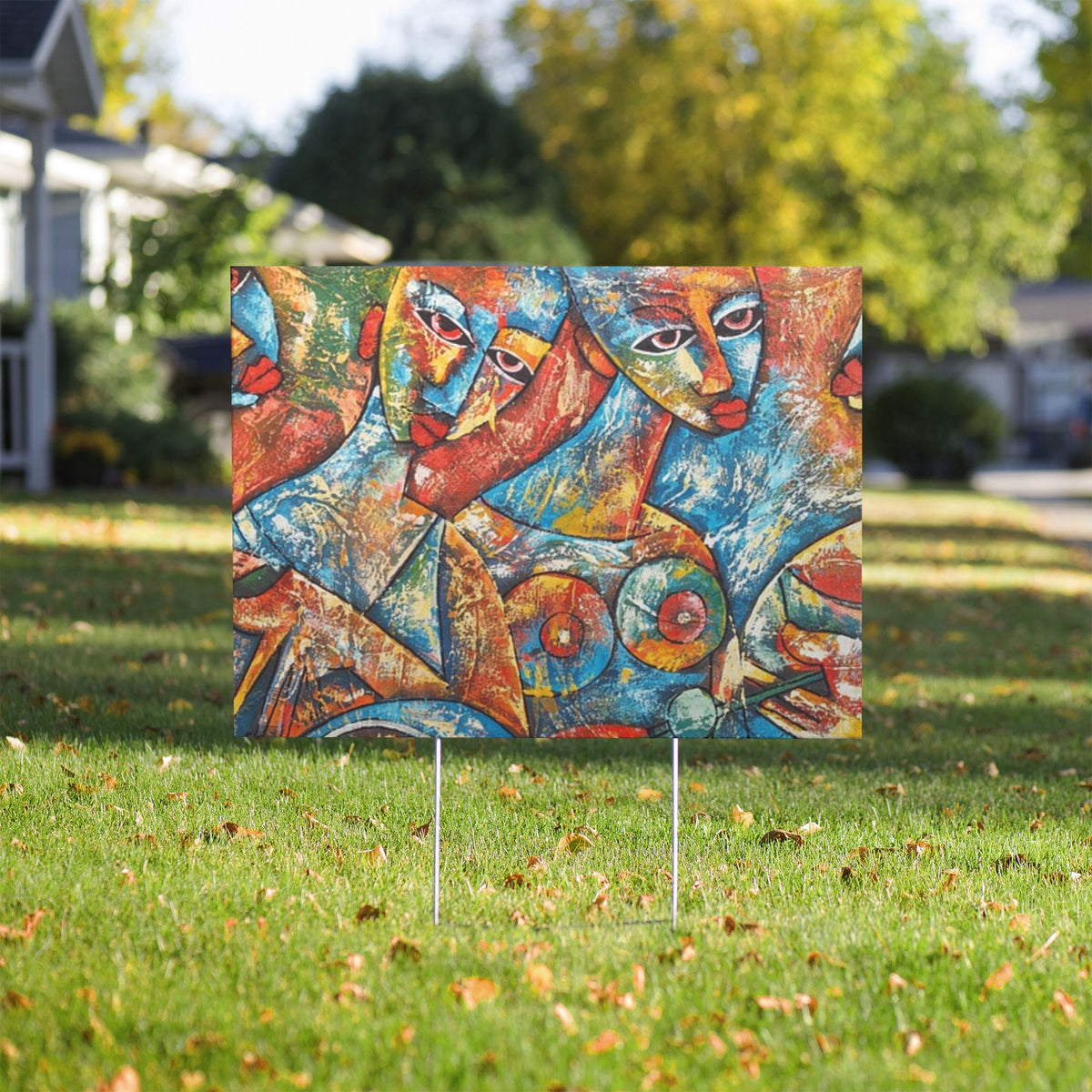 Vibrant Abstract Art Yard Signs for Celebrations and Events