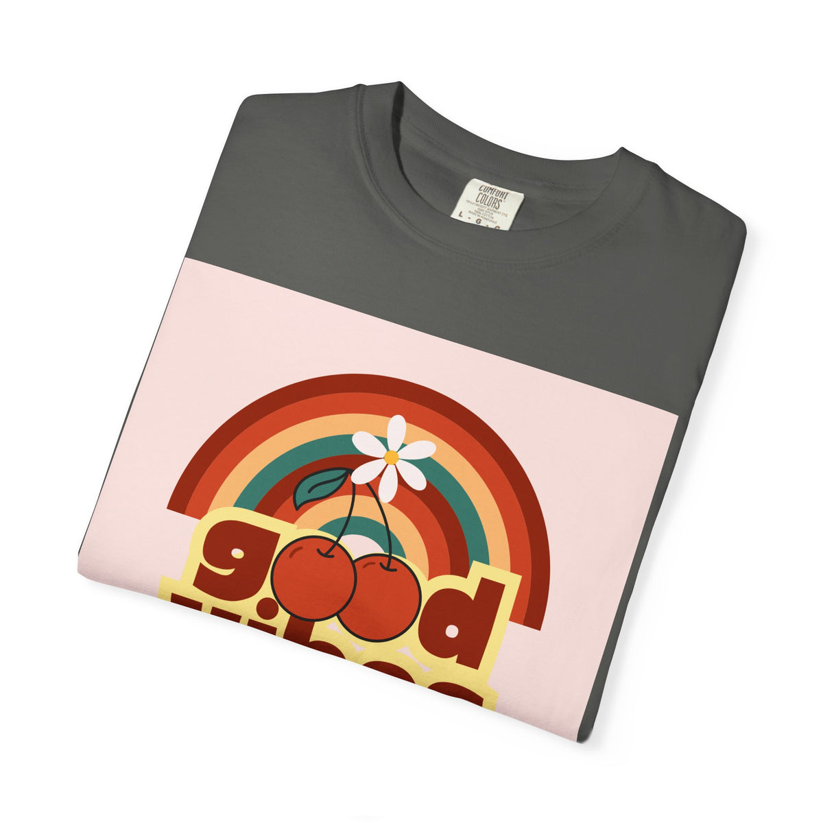 Good Vibes Unisex Garment-Dyed T-Shirt - Retro Cherry Design