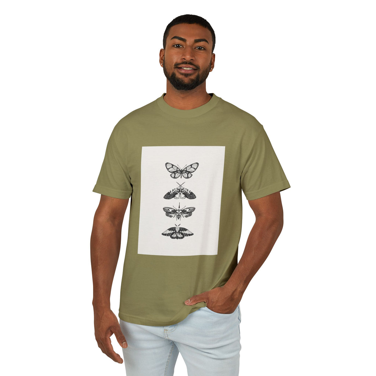 Vintage Butterfly Graphic Tee, Nature Lover Shirt, Unisex Heavyweight Cotton Top, Gift for Bug Enthusiasts, Casual Everyday Wear