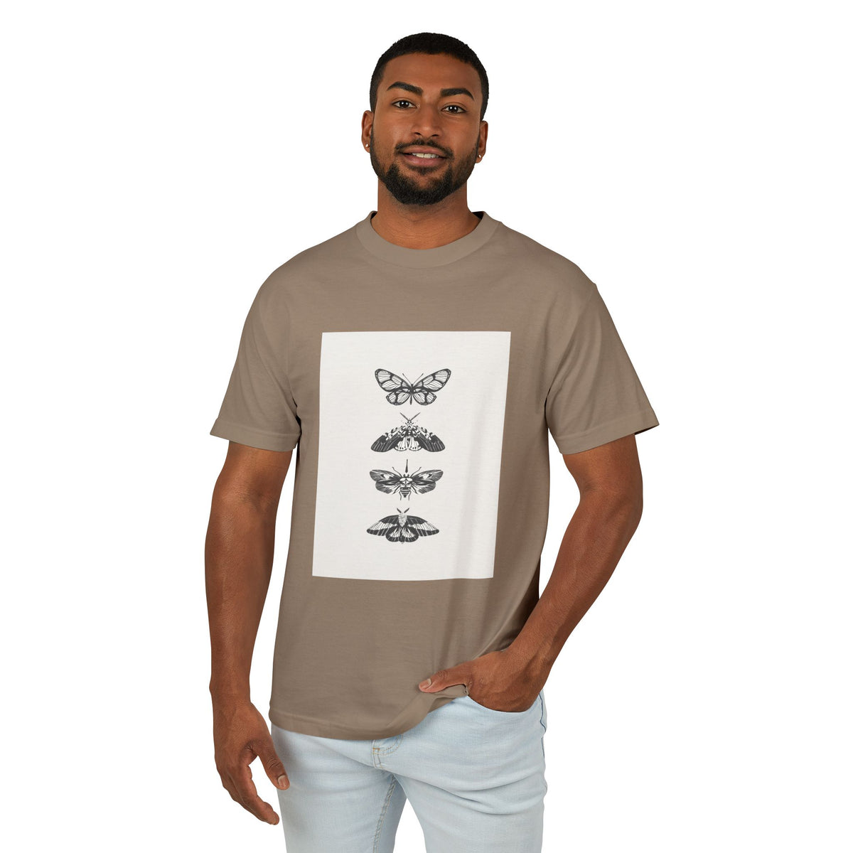 Vintage Butterfly Graphic Tee, Nature Lover Shirt, Unisex Heavyweight Cotton Top, Gift for Bug Enthusiasts, Casual Everyday Wear
