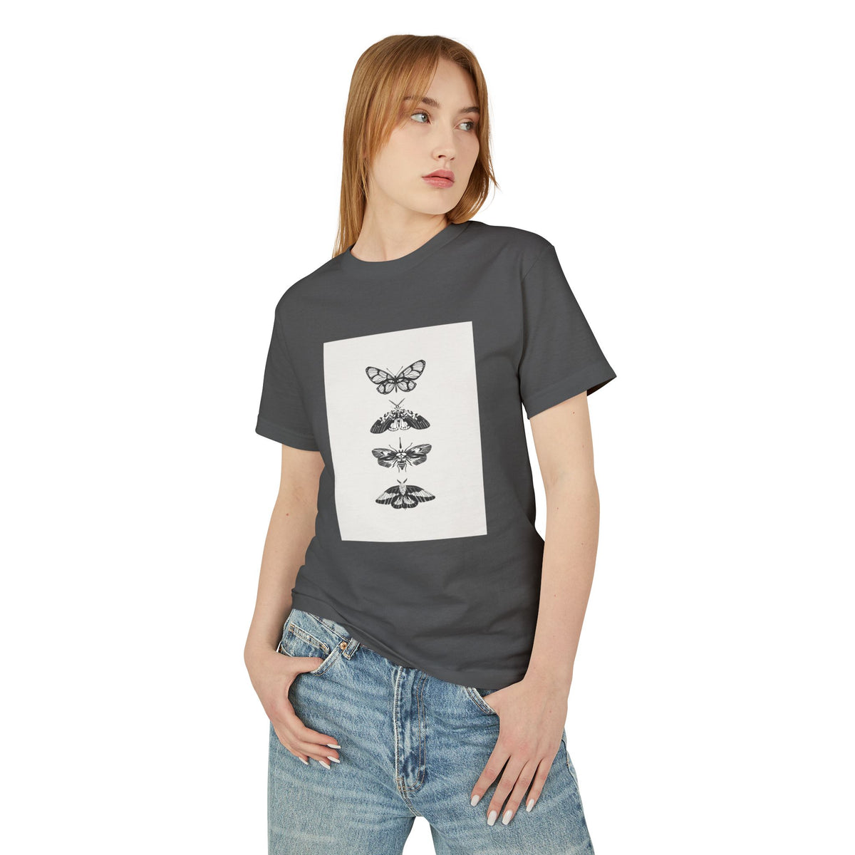 Vintage Butterfly Graphic Tee, Nature Lover Shirt, Unisex Heavyweight Cotton Top, Gift for Bug Enthusiasts, Casual Everyday Wear